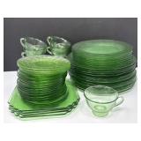 Uranium Glass Plates, Cups and Saucers