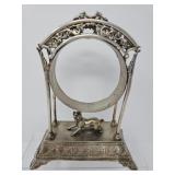 Silver Tone Clock Housing with Dog