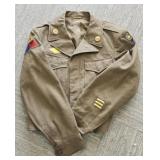 WW II Ike Jacket with Pins/Patches