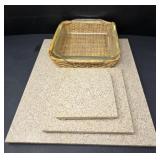 Trivets and Pyrex Casserole in Basket Carrier