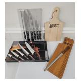 Pair of Bread Boards and Knife Set