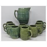 McCoy Green Glaze Jug and Tankards