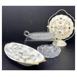Bavaria Celery Dish, Salt Cellars, Cut Glass