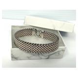 Sterling Wide Woven Mesh Bracelet