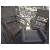 Outdoor Wicker Chair, Swivel Chair and Ottoman