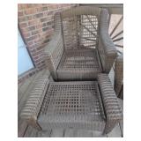 Outdoor Wicker Glider and Ottoman