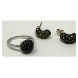 Sterling + Marcasite Ring and Earrings