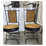 Black Iron And Woven Chairs