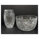 Glass Punch Bowl and Crystal Vase