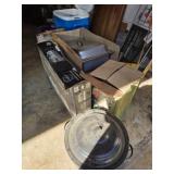 Buffet Server, Coffee Maker, Enamel Pot, Glasses