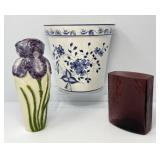 Iris Vase, Purple Glass Vase, Wall Pocket
