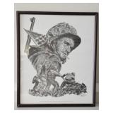 Framed Black and White WWII Print