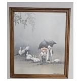 Amish Children in the Rain Print