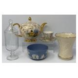Wedgwood Bowl, Lenox Vase, English Teapot and Cup