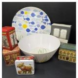 Fish Theme Bowl and Platter, Salt/Pepper,
