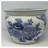 Blue/White Flowered Ceramic Planter Bowl