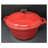 Red Enameled Cast Iron Round Dutch Oven