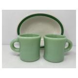 Jadeite FireKing Mugs, Mayer China Bowl
