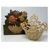 Cast Iron Wall Pocket with Metal Planter