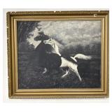 Black and White Signed  Horse Painting