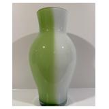Green and White Art Glass Vase