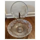 Ribbed Glass Bowl And Platter