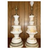 Matte Glass Lamp with Gilded Gold Design