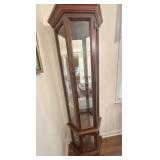Half Hexagonal Wood And Glass Curious Cabinet