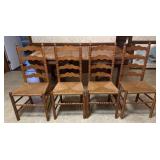 Ladder Back Dining Chairs with Rush Seats