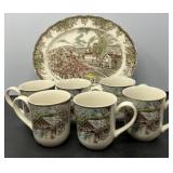 Johnson Bros. 'Friendly Village' Mugs with Platter