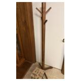 Wooden Coat Rack with Stool