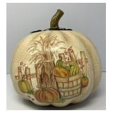 Harvest Decorated Ceramic Pumpkin