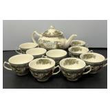 Johnson Bros. Teapot, Cups, and Saucers