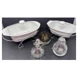 Two Chaffing Dishes and Glassware