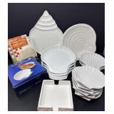 Shell Plates, Two Shell Platters & Napkin Holder