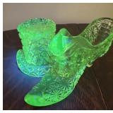 Uranium Glass Slipper And Hat