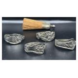 Spoon Ring Napkin Holders with Crumb Brush
