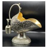 Sliver Plate Gold Wash Sugar Scuttle with Scoop