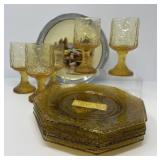 Lenox Wine Goblets, LE Smith Crackle Glass Plates