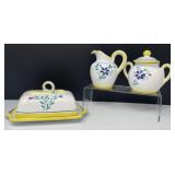 Italian Ceramic Butter Dish, Creamer, Sugar