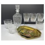 Dedalo Decanter, Six Glasses, English Trays