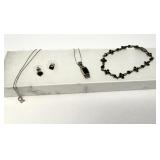 Ster. + Black Onyx Bracelet, Earrings, Chain