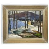 'Cabin in Snow' Oil on Canvas Board by Furlong