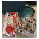 Various Christmas Ornaments and Gift Wrap