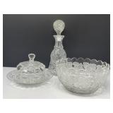 Decanter, Butter Dish, Crystal Bowl