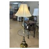 Vintage Brass Floor Lamp with Glass Table