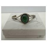 Sterling and Malachite Navajo Style Bracelet
