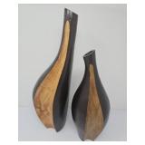 Pair of MC Style Wooden Vases