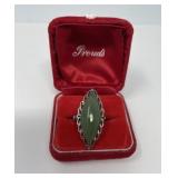 Vintage Jade Ring Marked 'Silver'