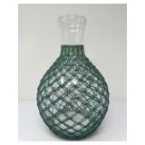 Vintage  Covered Vase With Woven Raffia